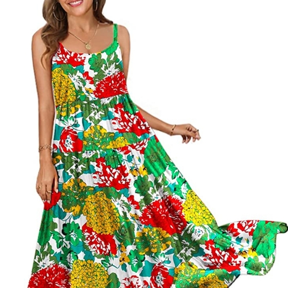 Women's long maxi Bohemian floral print dress maxi dress - Picture 5 of 6
